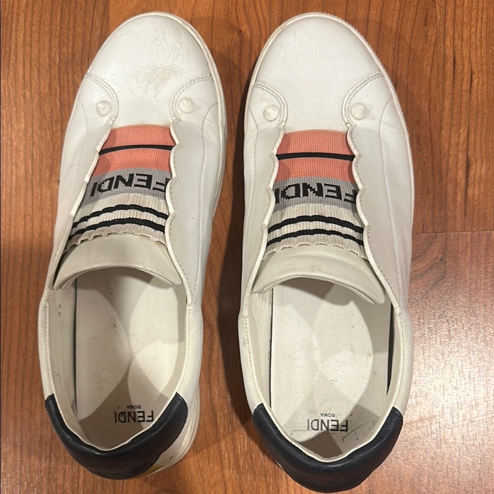 Fendi White and Black Sneakers Slip-On Minimalist Design